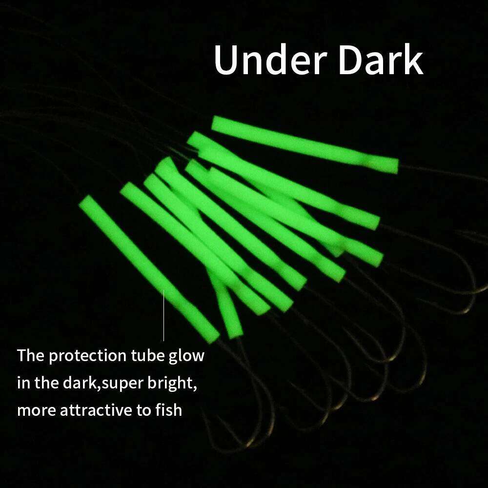 Ellllv 10pcs 1# - 4/0 Long Shank Fine Wire Baitholder Pre Tied Nylon line Anti-bite Hook Saltwater Fishing Tackle Z260228