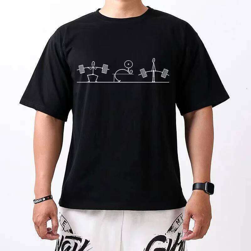 Fitness Weightlifting Pattern Men T-shirts Print Cotton T Shirt Funny Tops Tee Summer Casual Korean Street Man Clothing C260228 - view 6