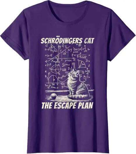Funny Schrdinger's Cat Escape Plan Science Design T-Shirt Cute Intellect Seamlessly Graphic Kitty Saying Tee Novelty Gift Y2k C260228 - view 4