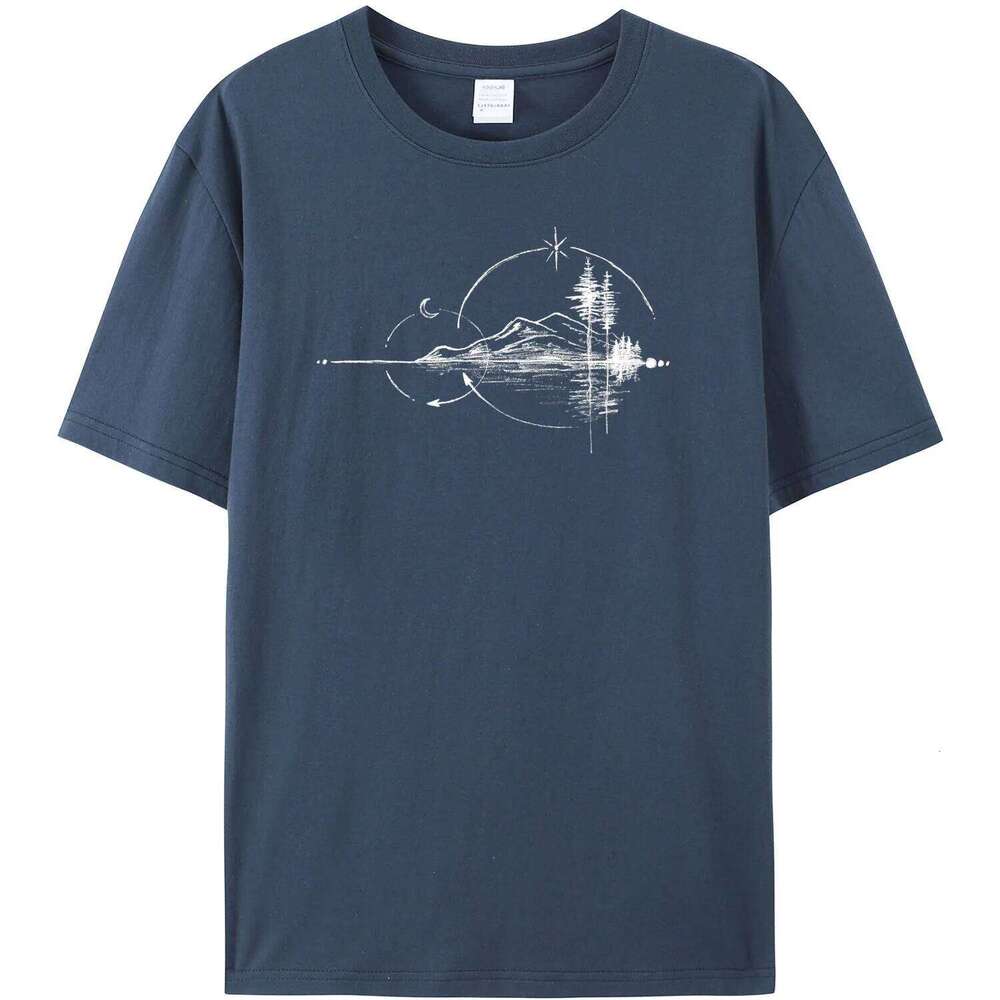 Men's Geometric Mountain Short-Sleeve Printed Casual T-Shirt 180GMS 100% Cotton Funny Graphic Outdoor Nature T Shirts For Summer C260228 - view 4