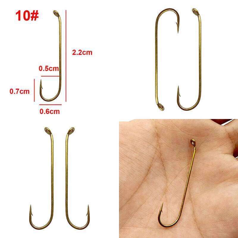 100Pcs 79580 High Carbon Steel Hooks Gold Color Long Shank Streamer Dry Fly Tying Fishing Hook For Jig Size 2 4 6 8 Z260228