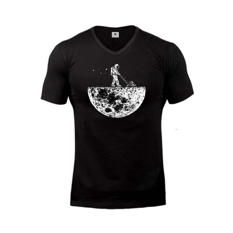 Astronaut Mower Moon Galaxy Spaceman V Neck T-Shirts for Men Summer Fashion Cotton Slim Fit T Shirt Casual Short Sleeve Tshirt C260228 - view 7