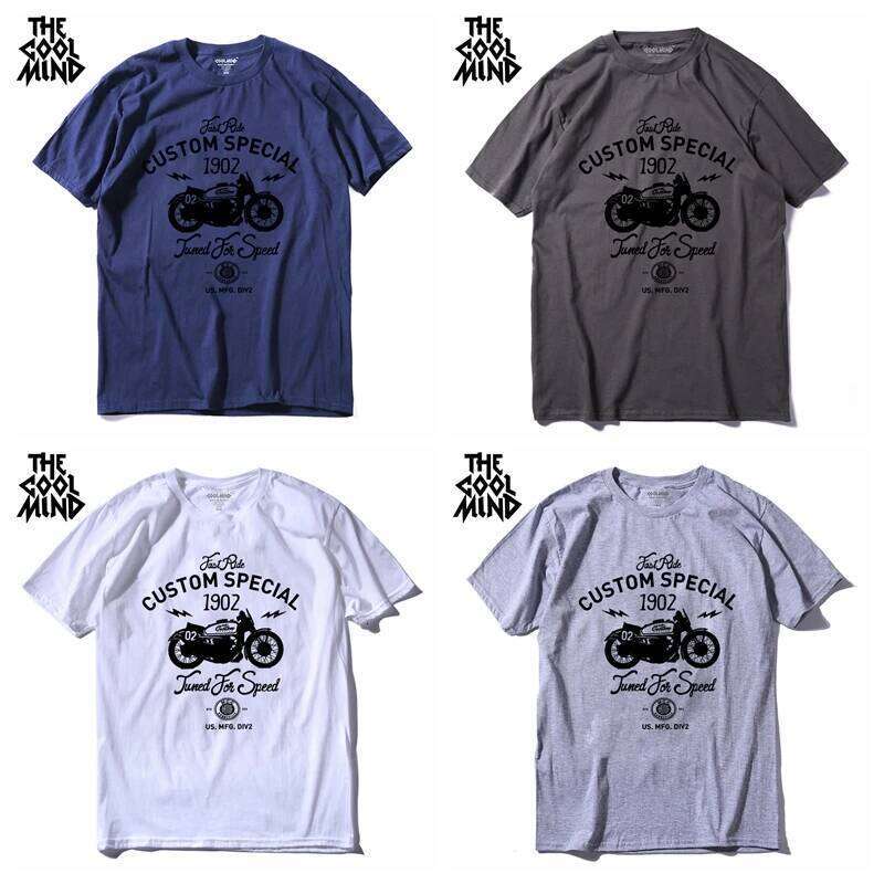 COOLMIND MO0311 100% Cotton Short Sleeve Special Motor Print T Shirt Casual Cool Tshirt Summer o-neck Men t-shirt Pthd C260228 - view 3
