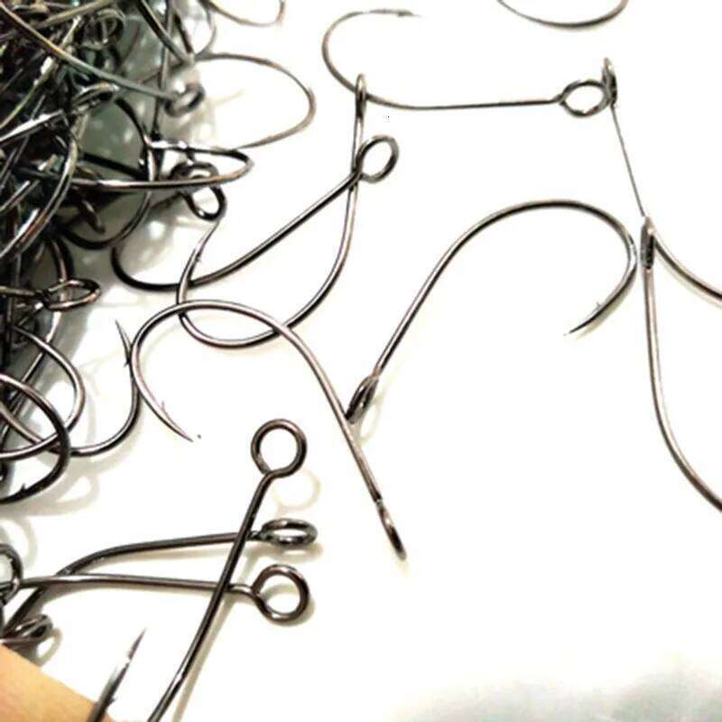 50Pcs/lot High carbon steel Single Nickel Large Hole Sharp Spoon Hook Stream Fishing Bait Trout Z260228