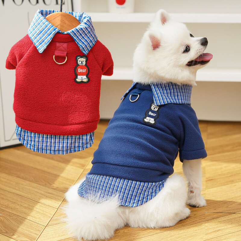 Famous brand Miu Series Autumn Winter Fleece Fake Two Piece Pet Clothing Accessories Hairless Cat Dog Teddy Bear pupakaIK