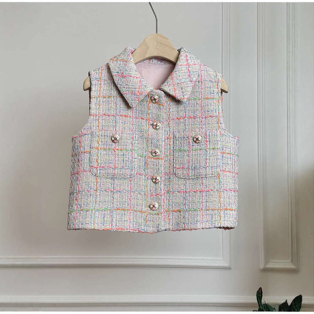 2026 autumn/winter new Japanese style r27 a27 coarse a27 floral collar designer sleeveless colorful plaid pattern versatile women's coat