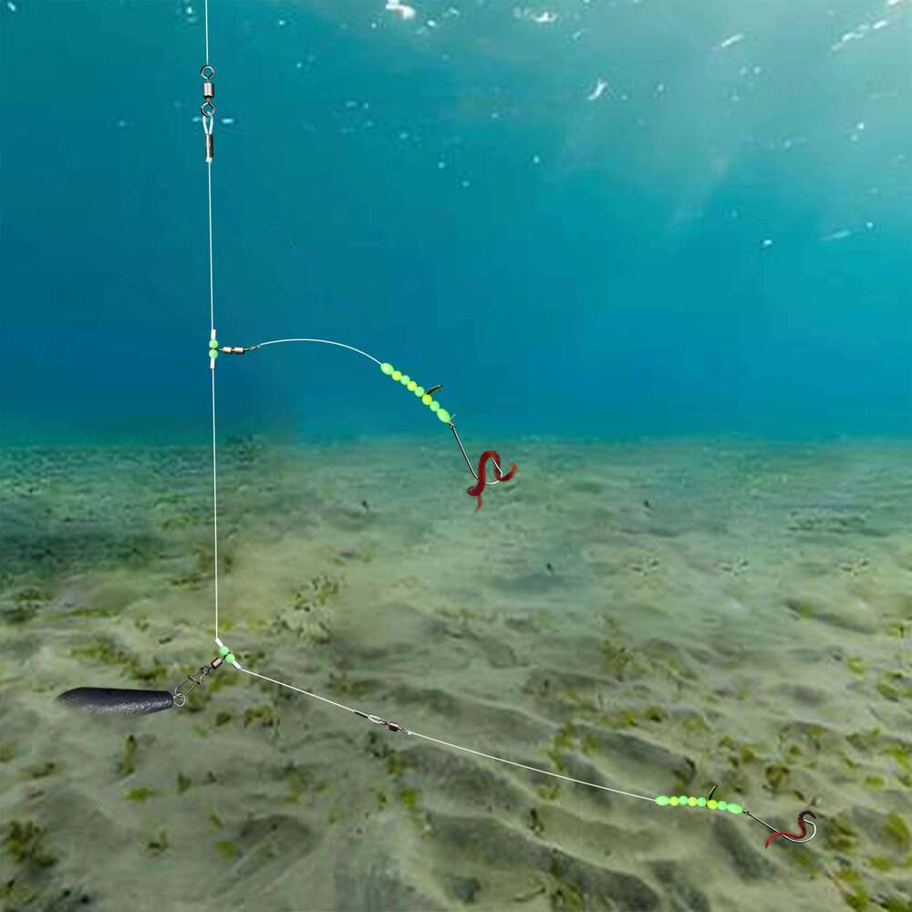 ZYZ 1pc Flapper 2 Hooks, Pre Tie Rigs Sea Beach Casting Shore Fishing for Flatfish Sole, Whiting Z260228