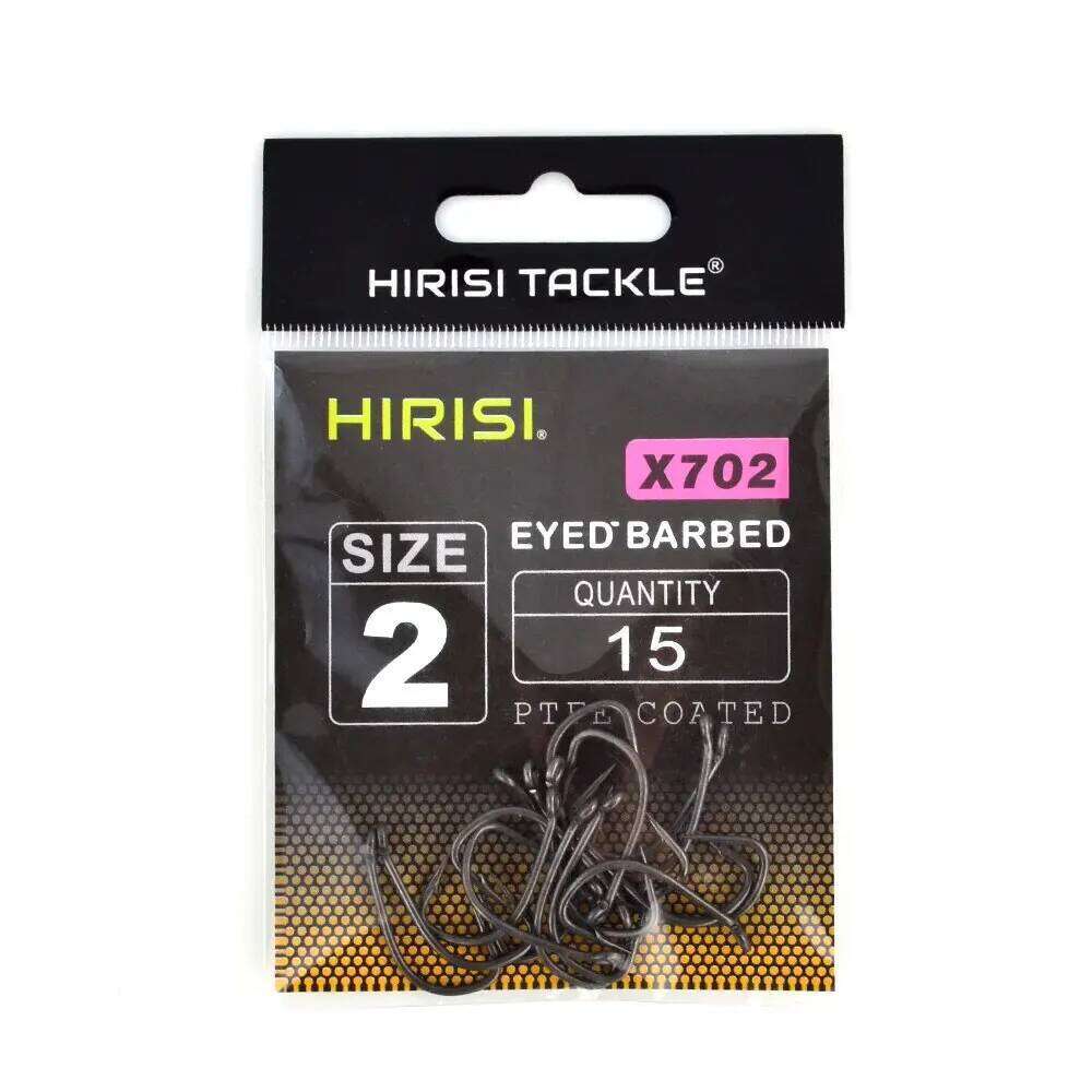 Hirisi 15pcs PTFE Coated High Carbon Steel Barbed Fish Hook With Eye Carp Fishing Accessories X702 Z260228