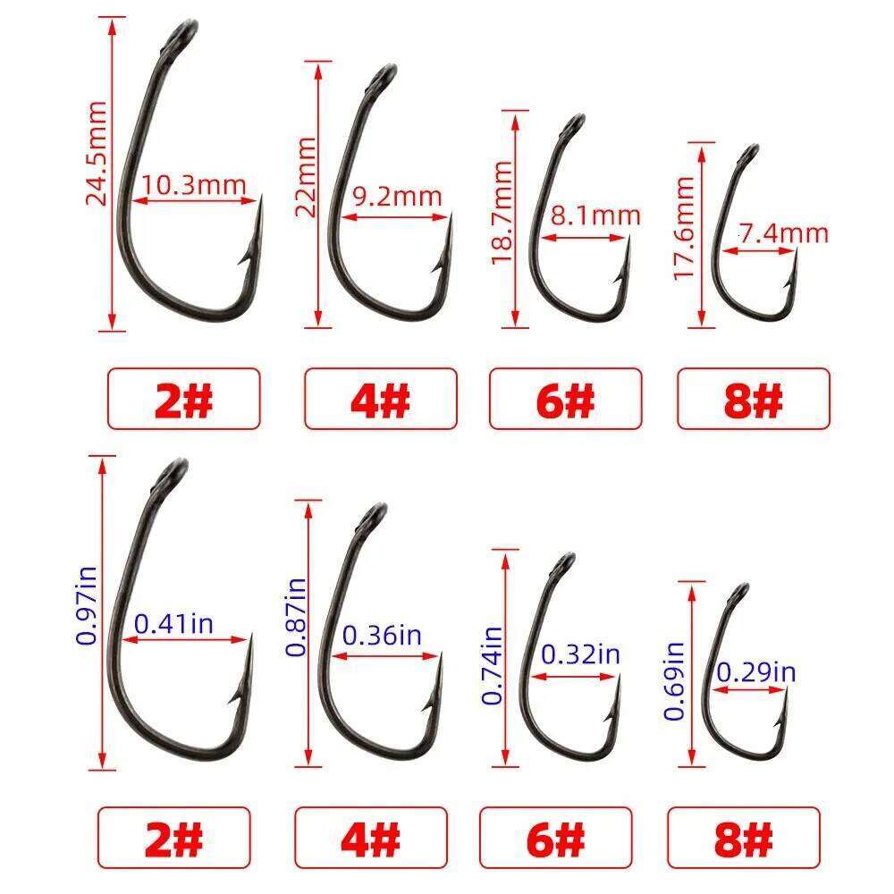 Hirisi 15pcs PTFE Coated High Carbon Steel Barbed Fish Hook With Eye Carp Fishing Accessories X702 Z260228
