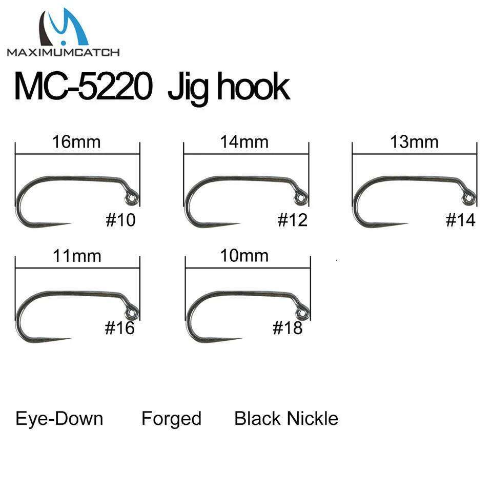 Maximumcatch 100pcs 6/8/10/12/14/16/18 Fish-Friendly Barbless Fly Tying Hook+ Dry Wet Nymph Shrimp Caddis Pupa Jig Fishing Hooks Z260228