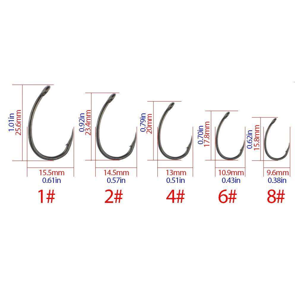 Hirisi 50pcs PTFE Coated Fish Hook High Carbon Stainless Steel Anti-Rust Sharp Point Barbed With Eye for Fishing Accessorie 8031 Z260228