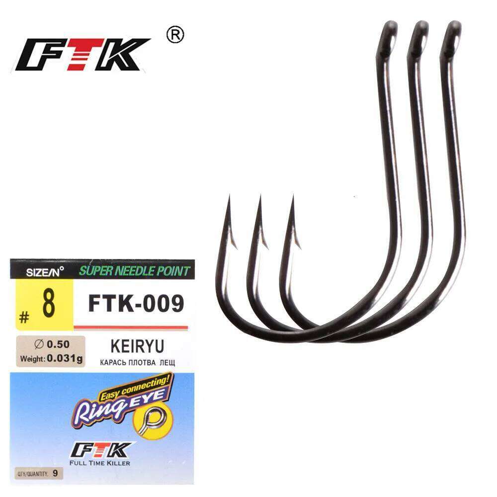 FTK High-carbon steel Barbed Hook Size 8Pcs-10Pcs/Pack size 3#-14# Carp Hooks Super Needle Point KEIRYU For Fishing Tackle Z260228