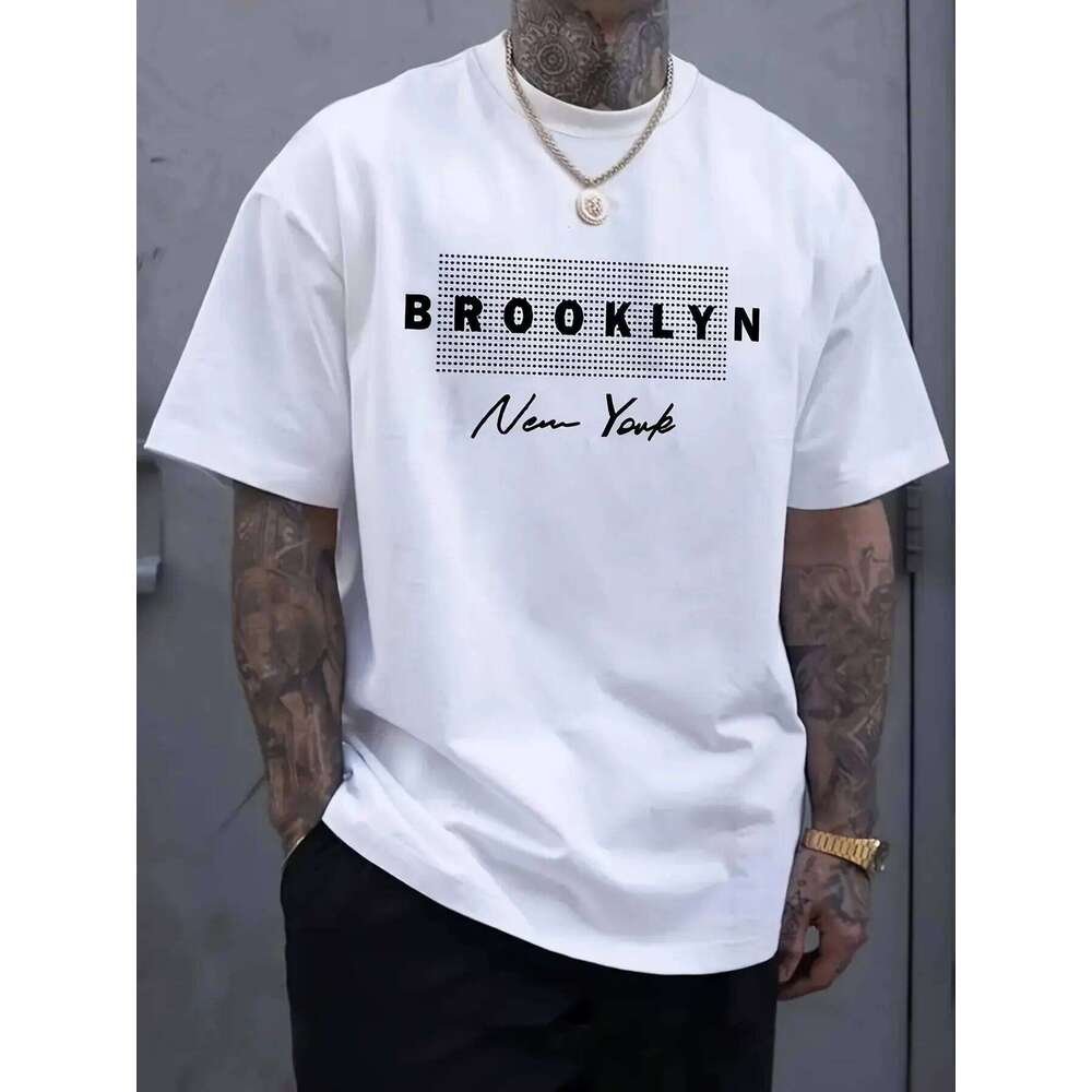 The 2025 summer new men's Brooklyn New York Men's 3D printed pattern Polyester style T-shirt Round neck Summer c C260228 - view 3
