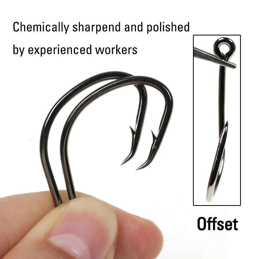 Ellllv 20pcs 1/0 - 8/0 High Carbon Steel Standard Wire Offset Circle Hook Saltwater Fishing Sabiki Rig Hooks Snapper Grouper Z260228