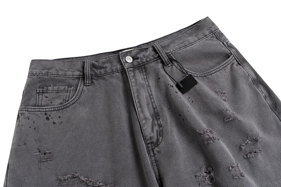 Jeans Men Wide Streetwear Hole Loose Denim Trousers Oversized
