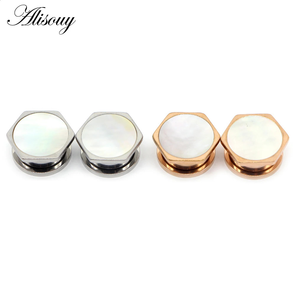 Alisouy 2pcs Heart Multiple Styles Screw Ear Flesh Tunnel Plugs Retro Flower Orelha Gagues Ear Expander Piercing Body Jewelry260528BJ - view 6