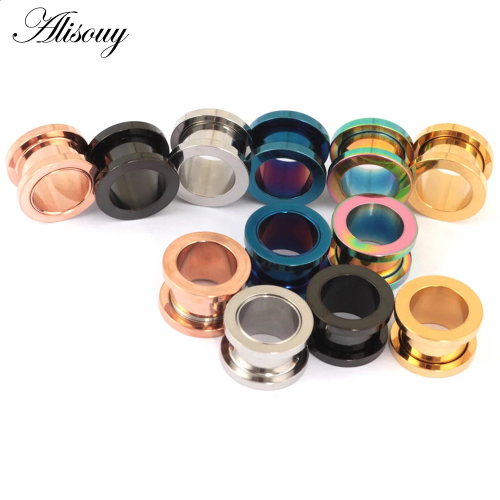 1pc 2mm-25mm Stainless Steel Ear Plugs Tunnels Rose Gold Color Screwed Earrings Expander Earlet Gauges Body Piercings Jewelry260528BJ - view 3