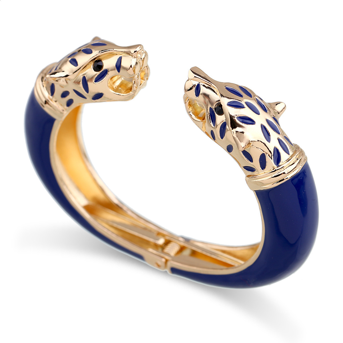 All Seasons Women Cuff Bracelet for Party Antique Gold Plated Animal Enamel Leopard Head Vintage Bracelet Bangle Trendy Jewelry 260519