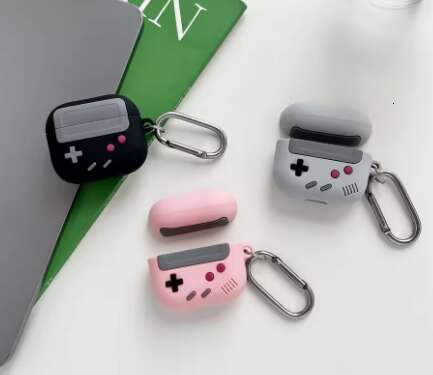 Sweet Pink Small Flower Grid Pattern Splicing With Hook Earphone Case Cover for AirPods 1 or 4 2 Pro 3 26Y0309