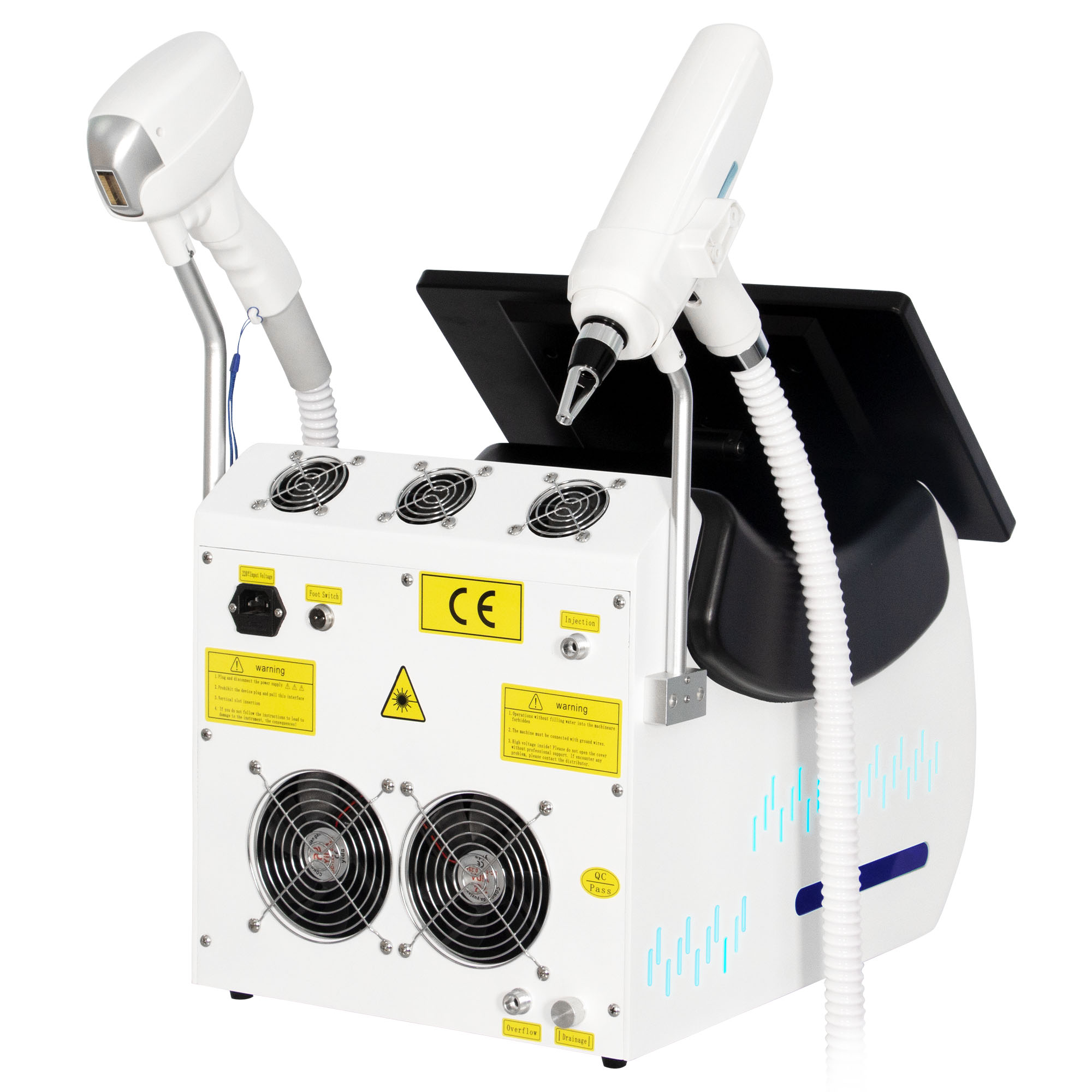 2 in 1 Diode Laser Hair Removal Picosecond Laser Tattoo Removal 755 808 940 1064nm 10 Bars 60 Million Shots Ice Cooling