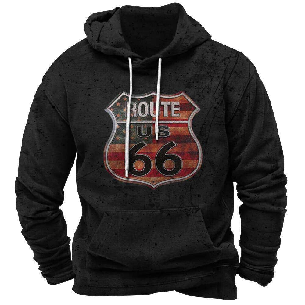 Vintage Hoodie Route 66 3d Print Hoodies Fashion Sweatshirts Boy Women Sweats Men's Tracksuits Men Clothes 26Y0601