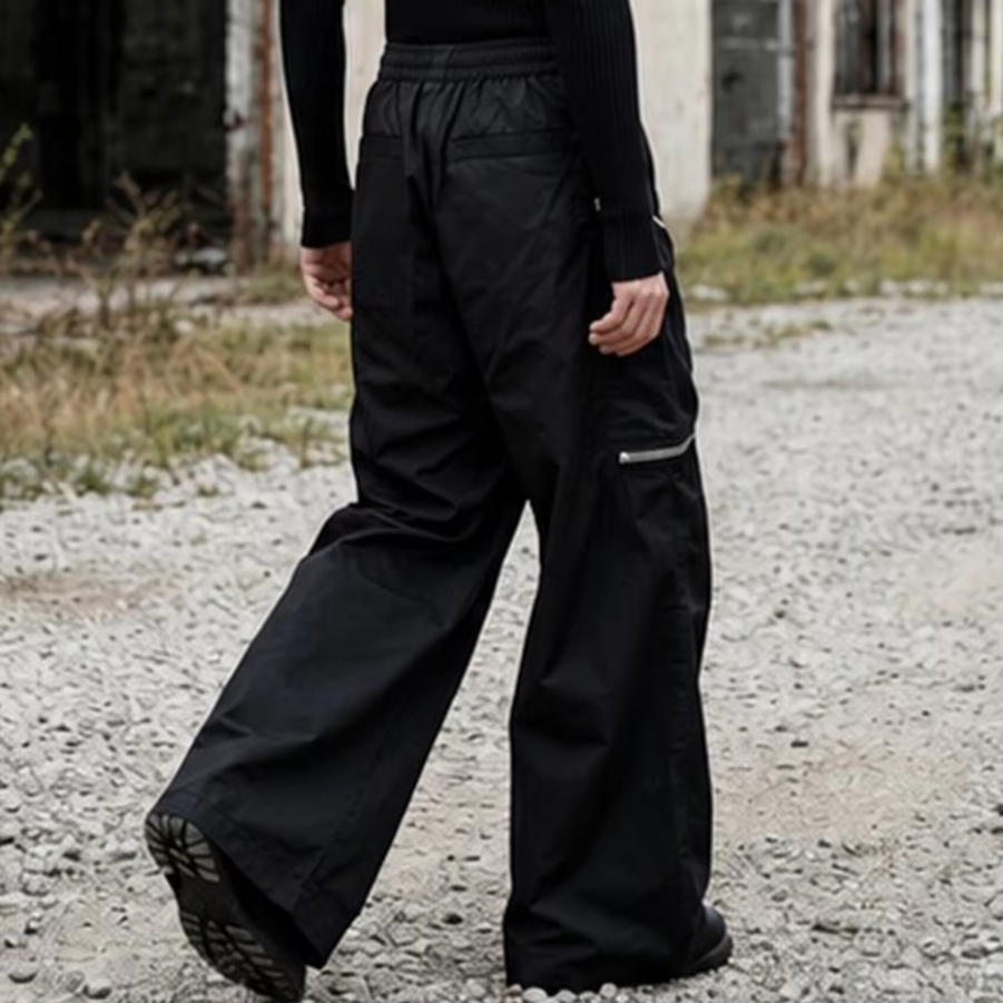 Zippers Large Pockets Cargo Pants Men and Women High Street Wide Leg Baggy Trousers