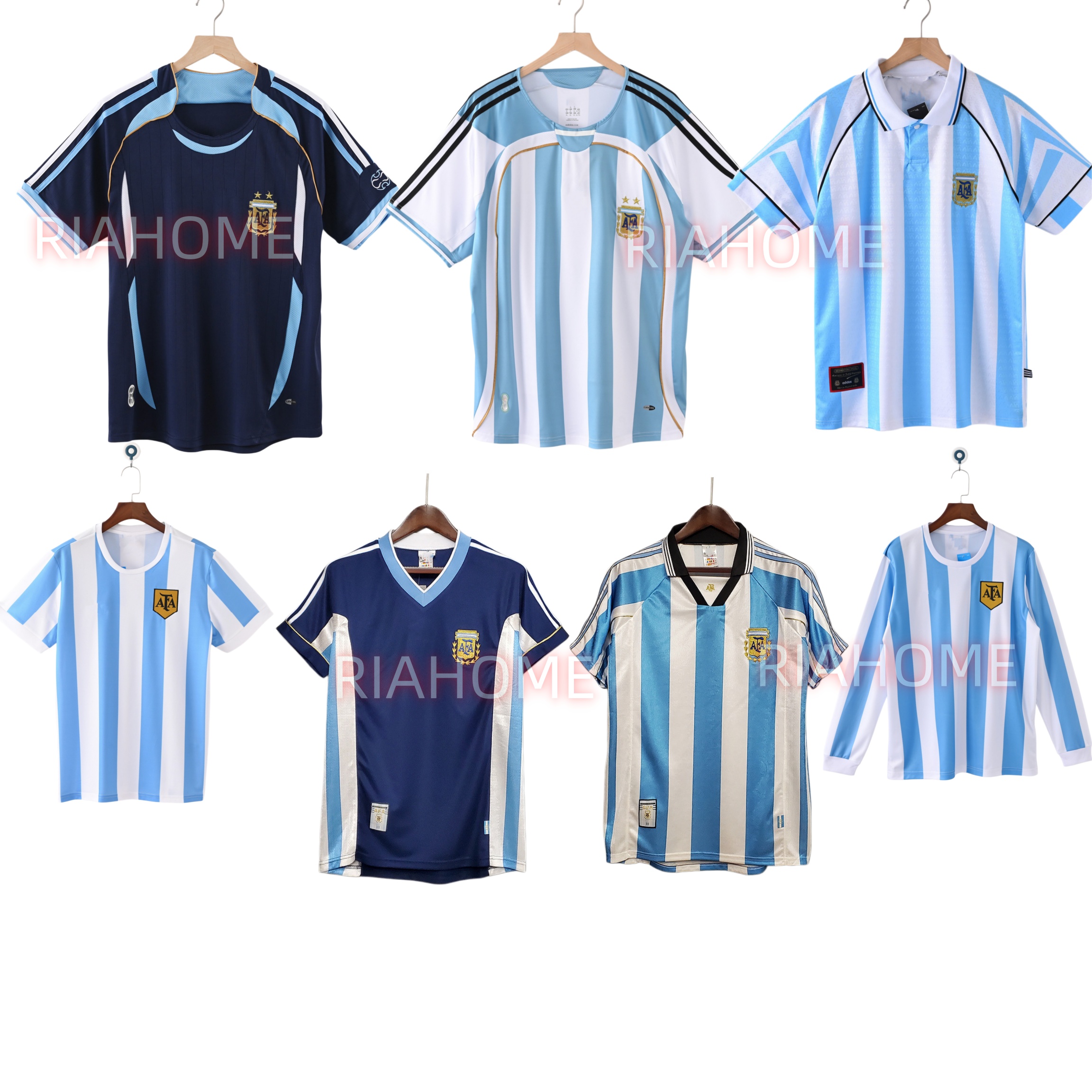Argentina Retro Football Jerseys 1978/1986/1987/1996/1994/1998/2006/2014 Classic Retro Jersey, Customizable with Name & Number, Size S-2XL