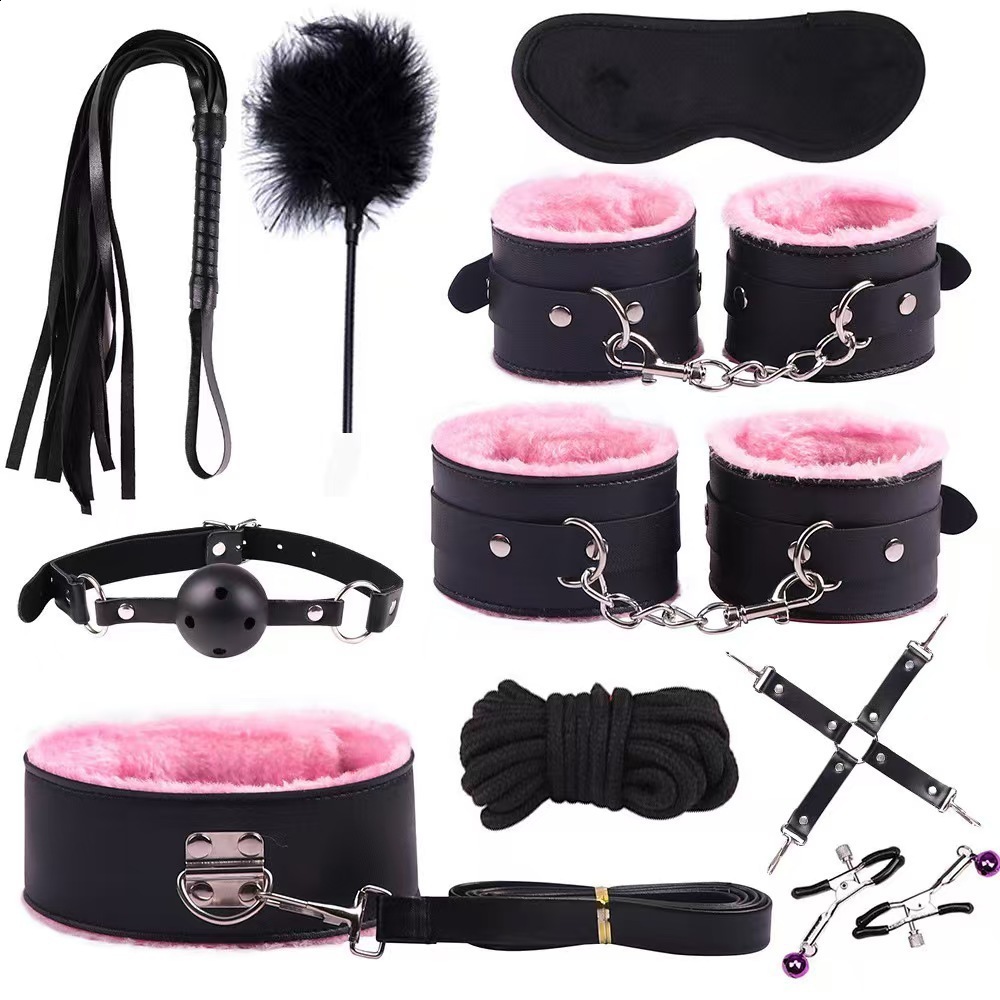SM 10 PIECE LEATHER fun suit Plush suit binding 10 piece set of alternative toy sex products 231114