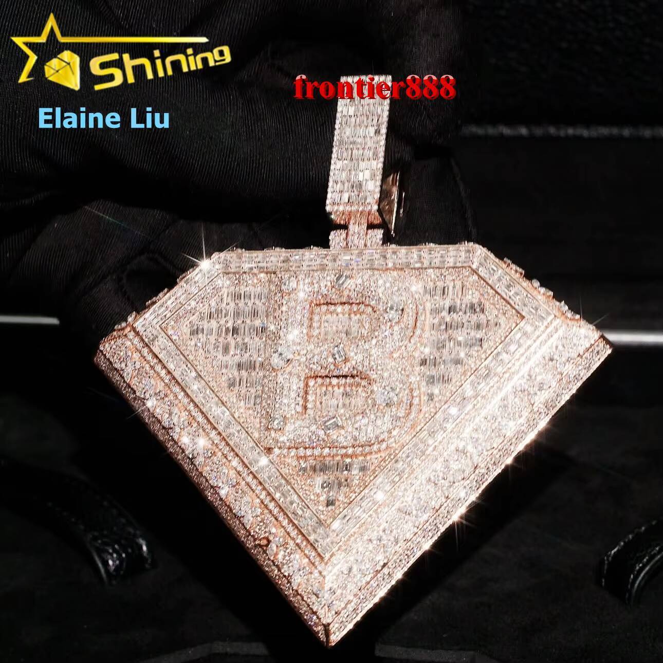 Sterling Silver 925 Iced Out Hip Hop Jewelry Pendant VVS Moissanite Diamond Pendant
