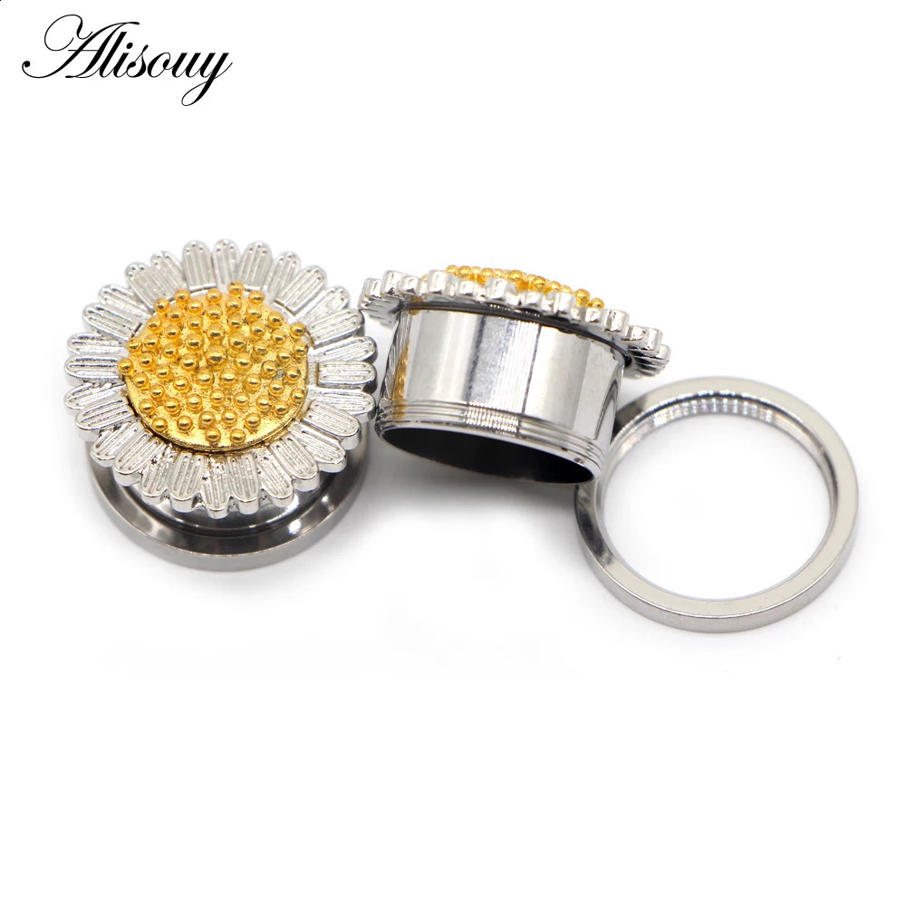 Alisouy 2pcs Heart Multiple Styles Screw Ear Flesh Tunnel Plugs Retro Flower Orelha Gagues Ear Expander Piercing Body Jewelry260528BJ - view 7