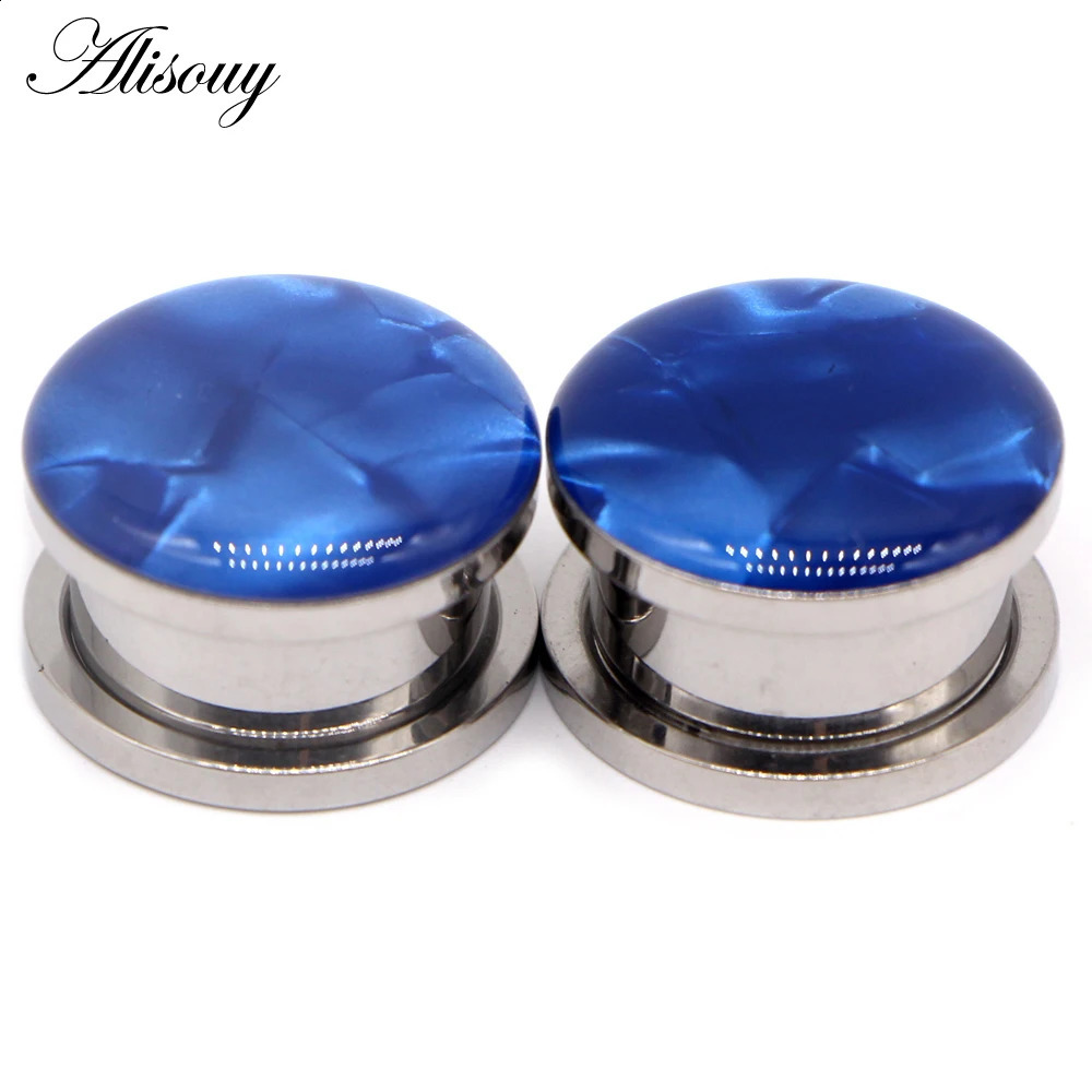 Alisouy 2pc Ear Gauges Ear Tunnels Plugs Piercing Sea Shell Stainless Steel Screw Expander Stretcher Body Jewelry Earrings Gift260528BJ - view 3