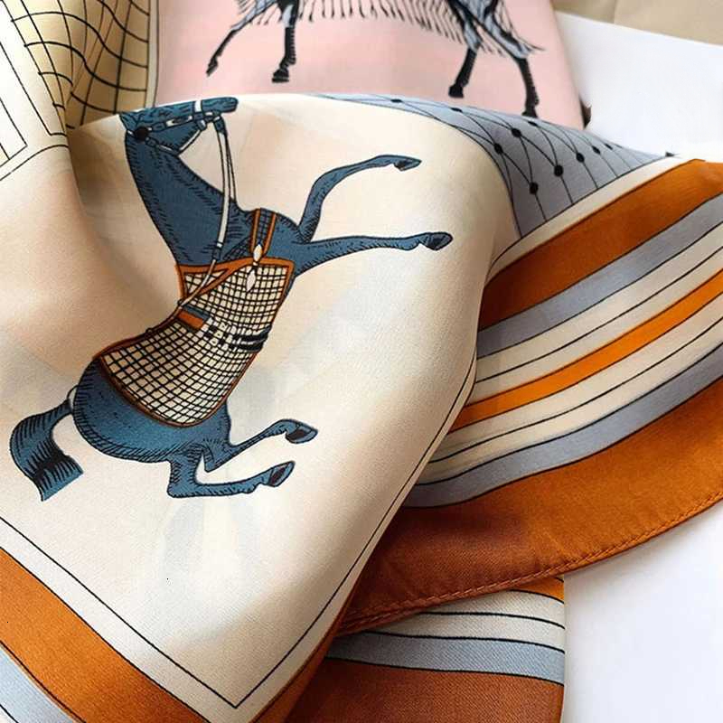 Jewelry New The Horse Print Silk Square Scarf 70x70cm Fashionable Four Seasons Designer Headband Sunscreen Shawl Bandannas - view 7