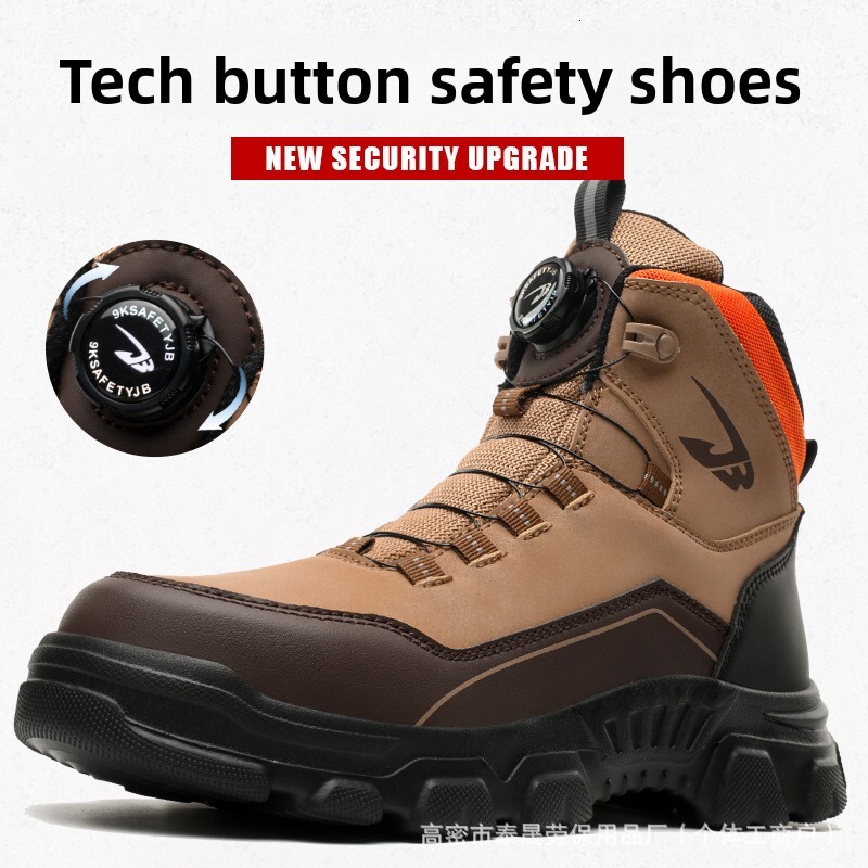 Mens Black High Top Safety Work Boots Non Slip Anti Smashing Anti Stabbing Daily Footwear Industrial Shoes - view 4