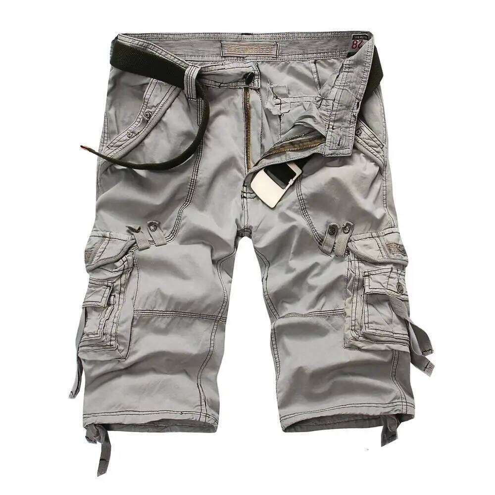 Casual Summer Cargo Tactical Shorts Multi-Pocket Mens Cropped Trousers Men Cotton Plus Size 42 26Y0601