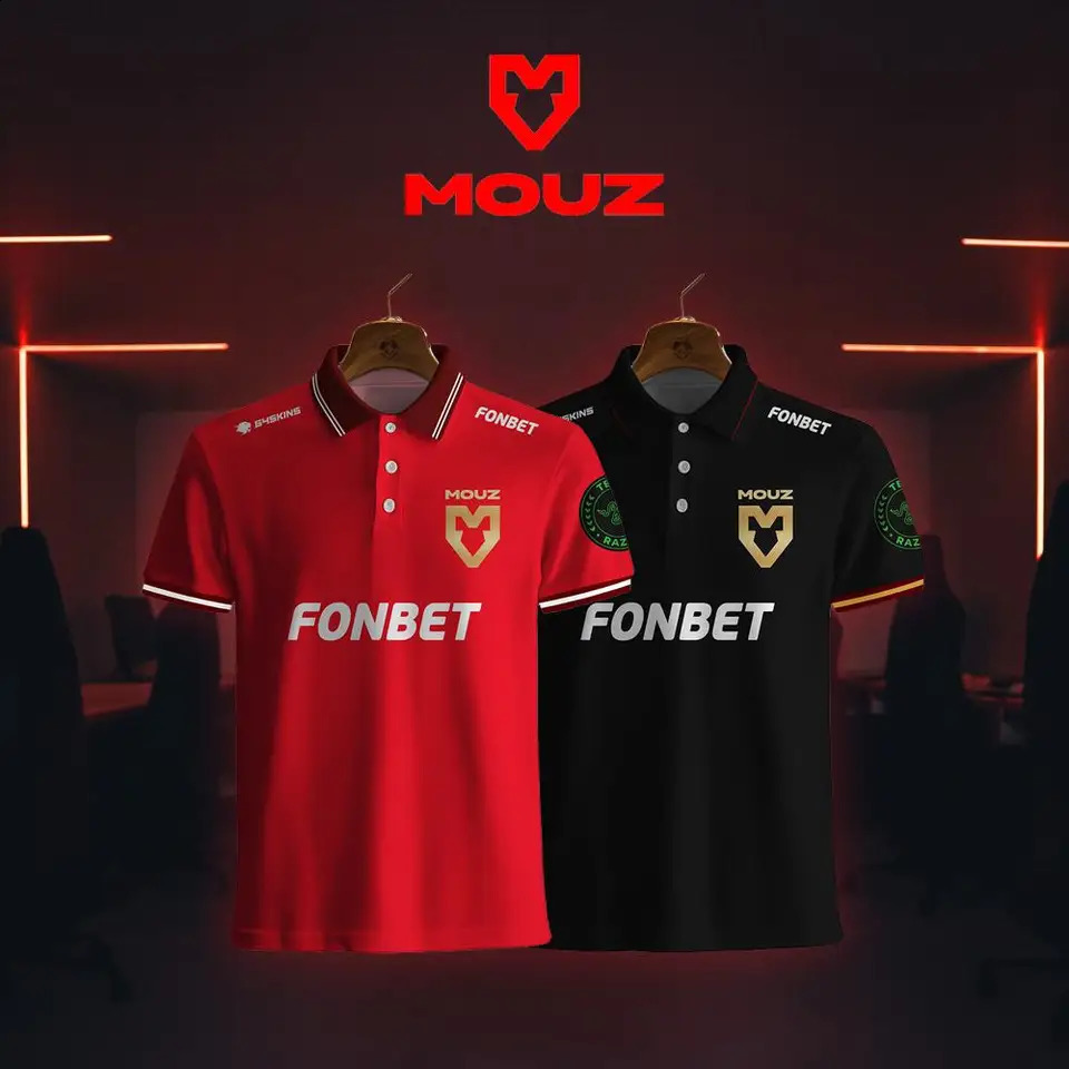 MOUZ Esports CS2 2026 Jerseys Mens Casual Breathable Polo Shirt Fan Gifts CSGO Team Customizable Black and Red Game Uniform 260601