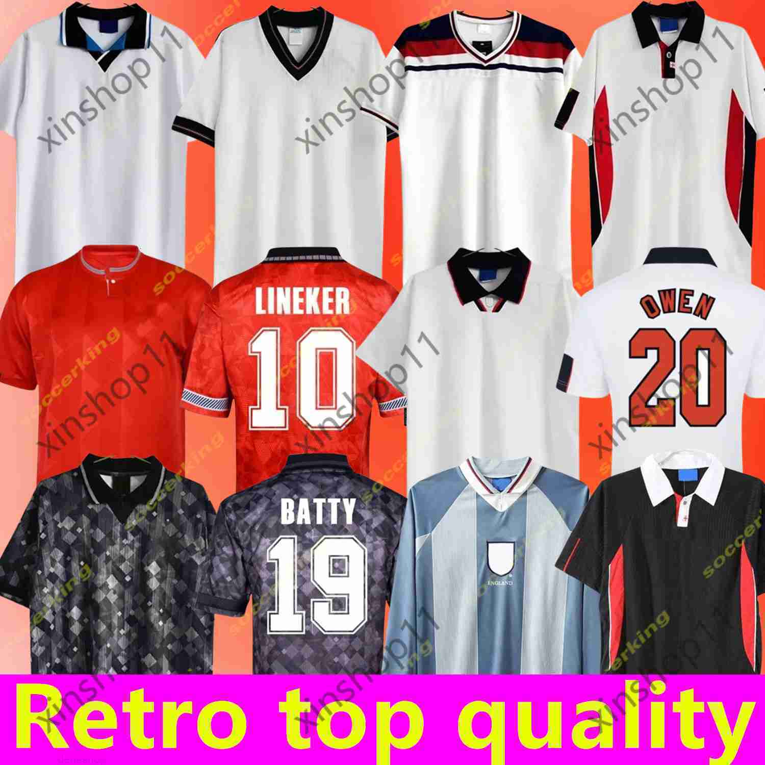 1982 1994 1996 1998 2002 2008 89 EnGlAND soccer jerseys Blackout kits GASCOIGNE OWEN GERRARD Retro football shirt BARNES 1990 1996 GK mash up FOWLER R