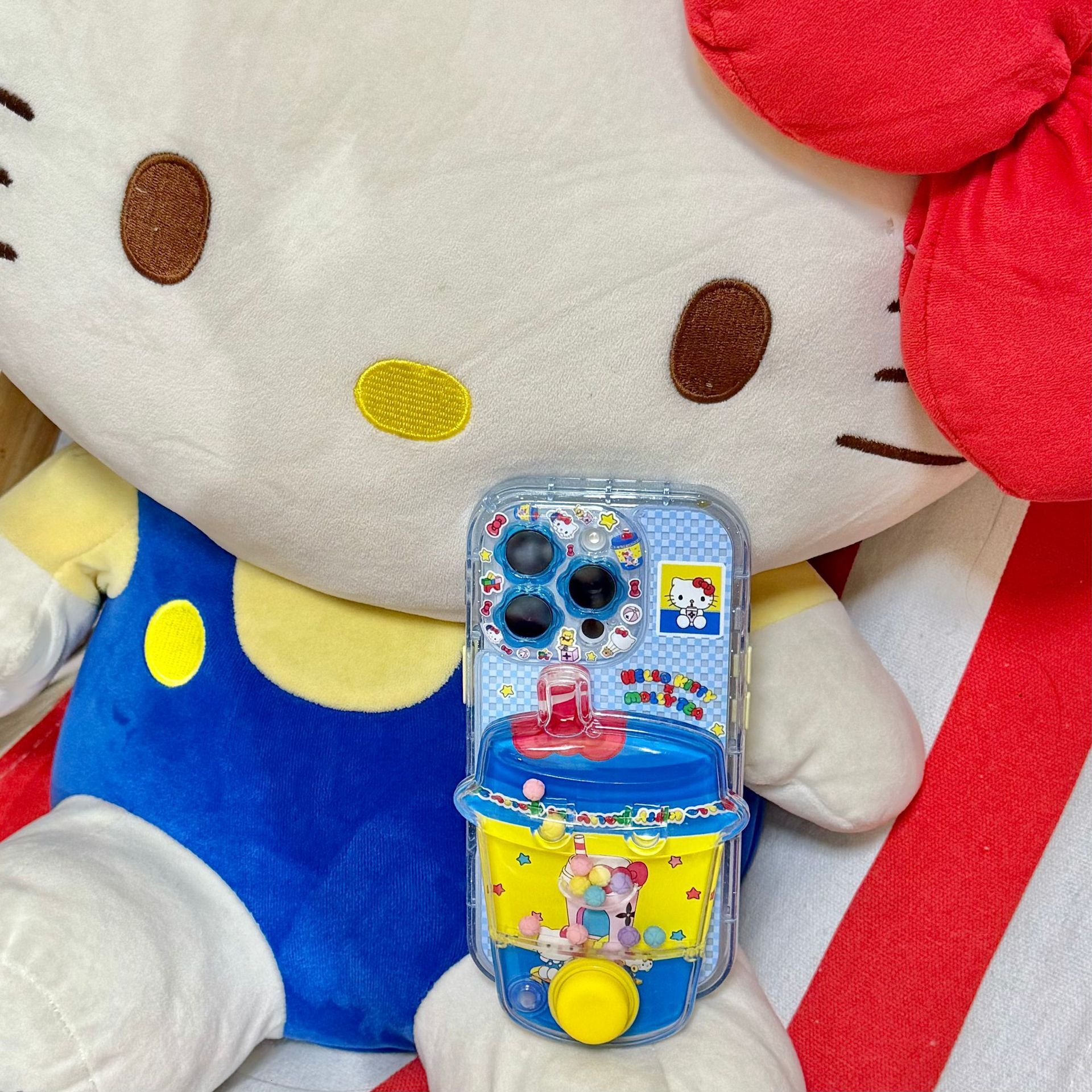 Super stress-relief game water machine yellow cover milk tea KT phone case suitable for iPhone 16, Apple 15 Pro Max, 14/13