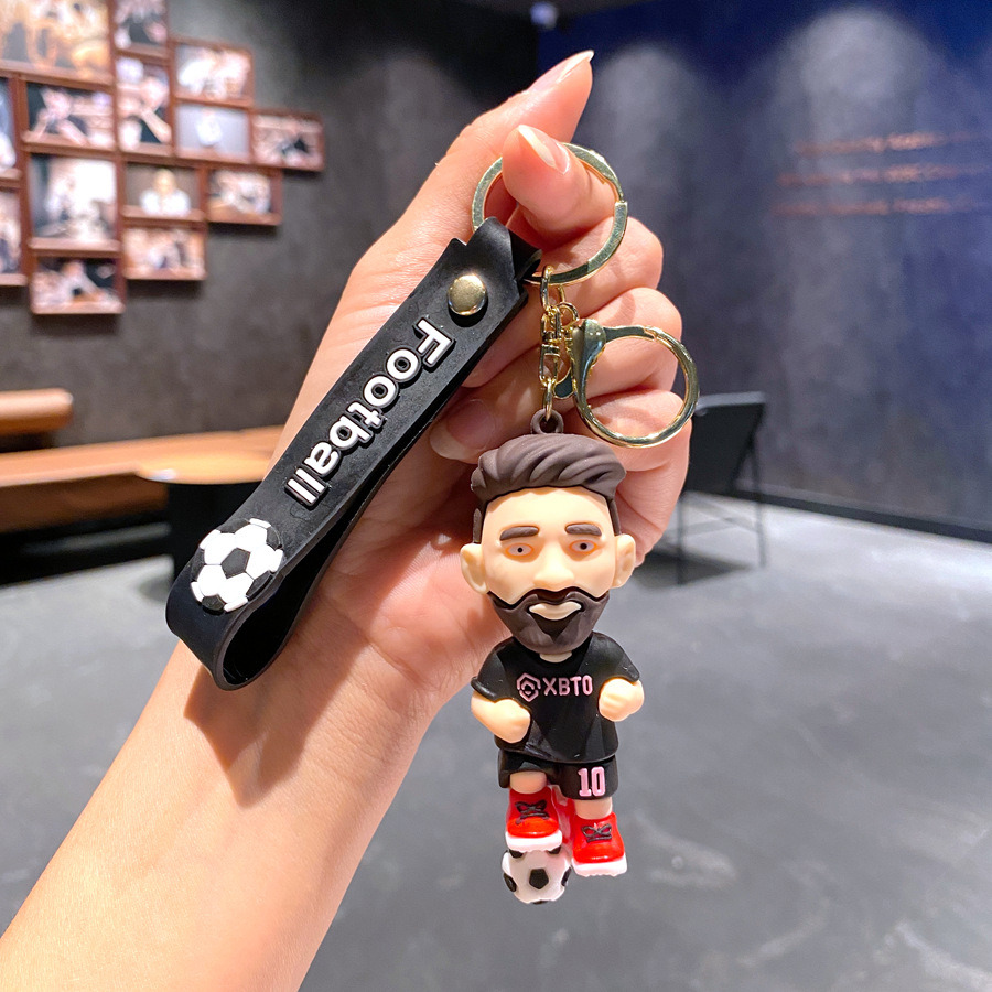 Cute Football Star Figure Keychains, Cartoon Ronaldo & Messi Pendant, Bag Car Key Chain, Mini Souvenir Gift