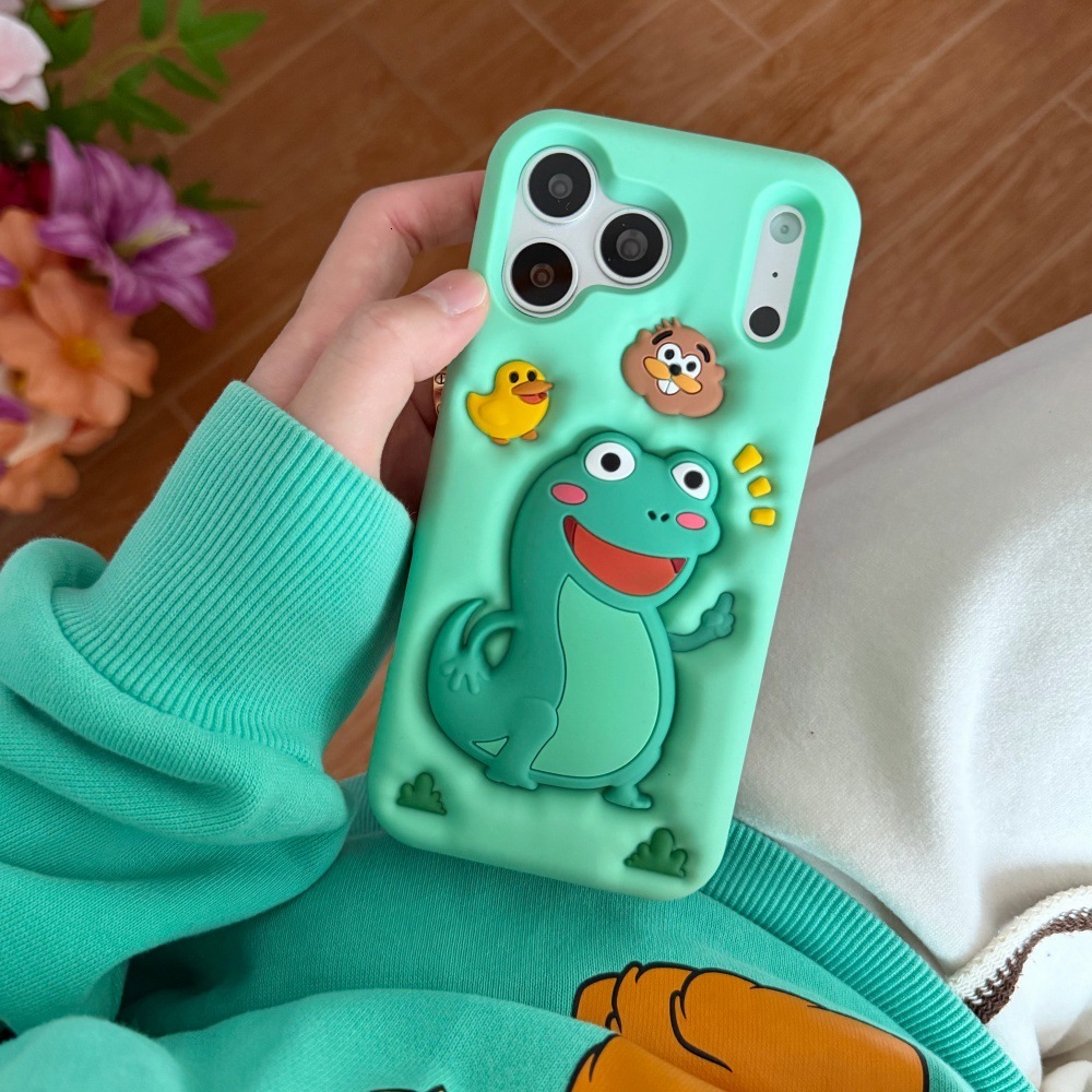 Cute Stress-Relief Lizard Phone Suitable Apple 17/16PRO, Cartoon Creative Case for iPhone 15/14P, Niche Design