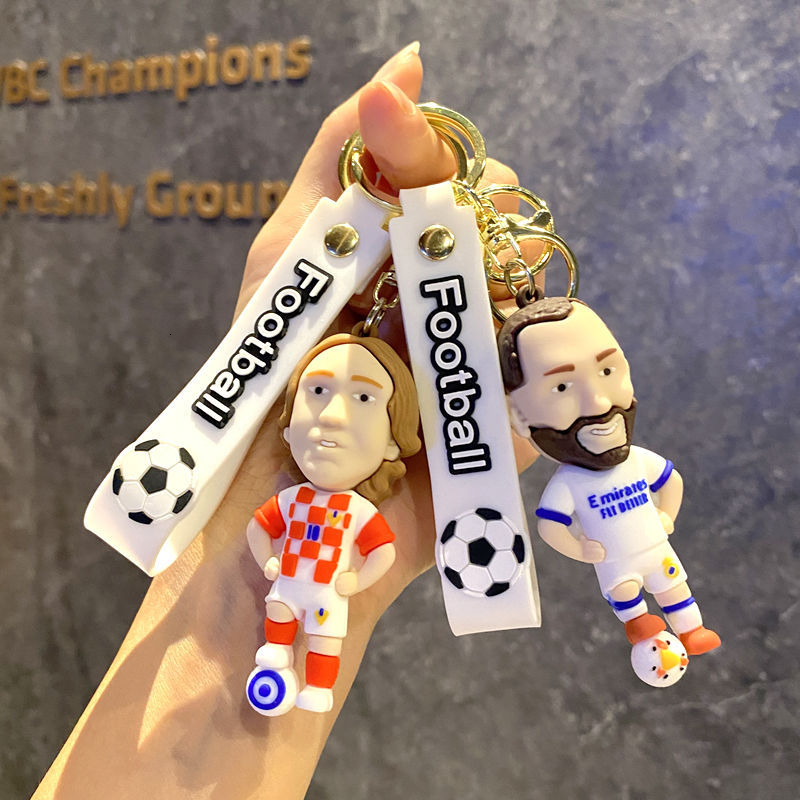 Cute Football Star Figure Keychains, Cartoon Ronaldo & Messi Pendant, Bag Car Key Chain, Mini Souvenir Gift