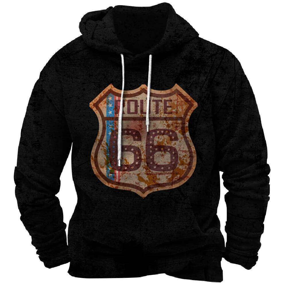 Vintage Hoodie Route 66 3d Print Hoodies Fashion Sweatshirts Boy Women Sweats Men's Tracksuits Men Clothes 26Y0601