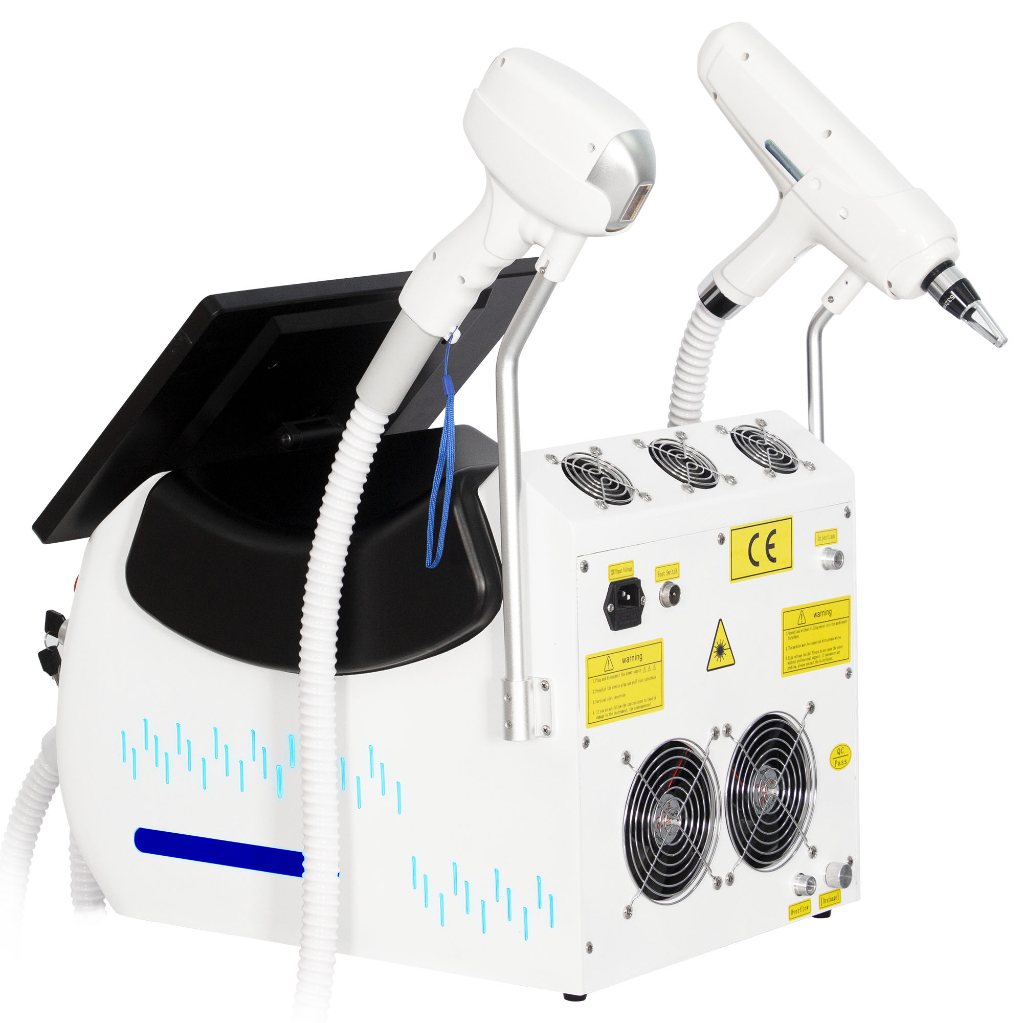 2 in 1 Diode Laser Hair Removal Picosecond Laser Tattoo Removal 755 808 940 1064nm 10 Bars 60 Million Shots Ice Cooling
