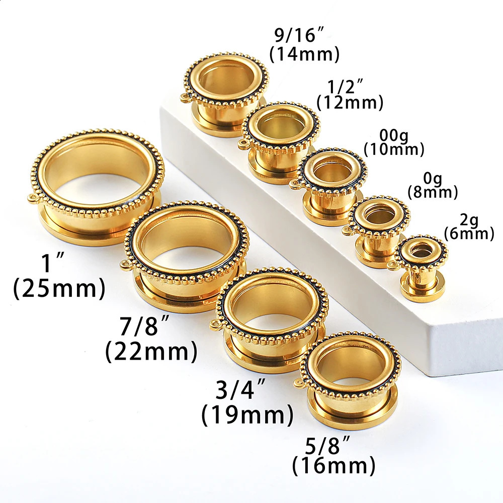 Cavort 10 PCS Wholesale Stainless Steel DIY Allergy Free Basic Dangle Ear Gauge Plugs Tunnels Body Piercing Jewelry Expanders260528BJ - view 7