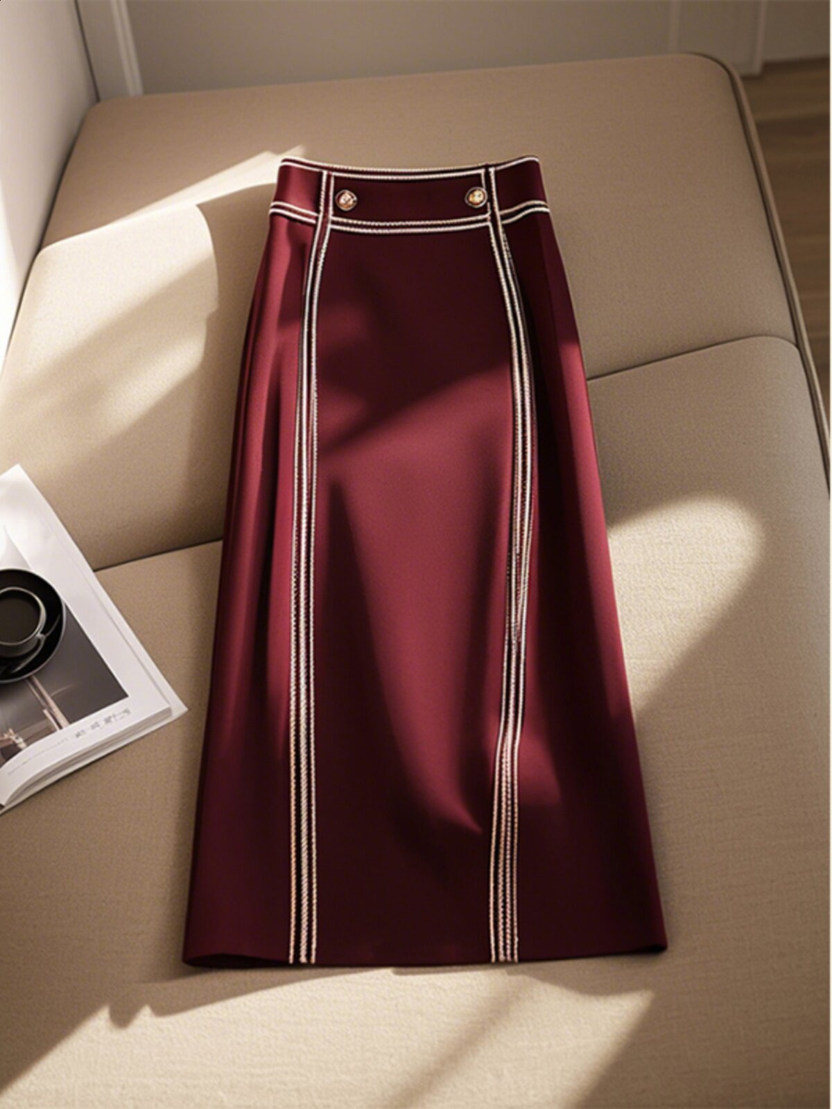 Summer Striped Skirt for Women Elegant Versatile Slim Fit Midi A-Line Office Lady Temperament Fashion Skirt 251218
