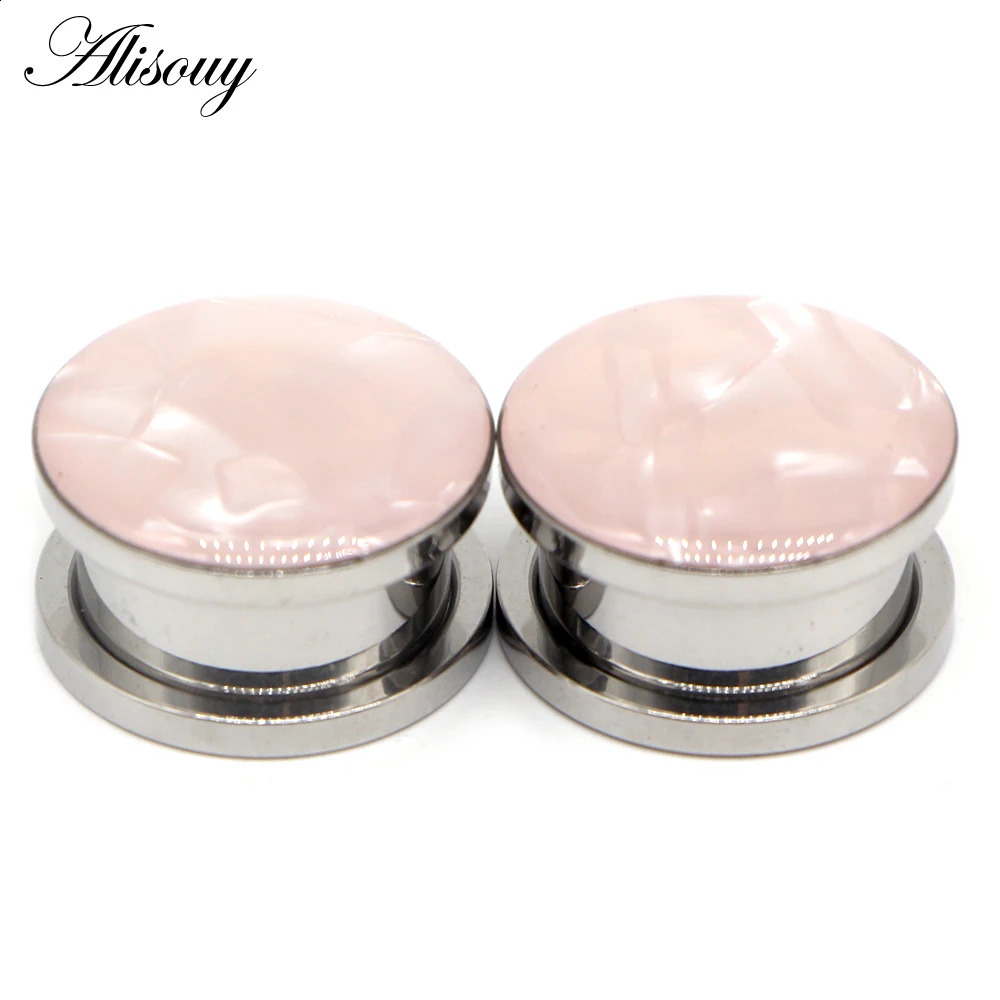 Alisouy 2pc Ear Gauges Ear Tunnels Plugs Piercing Sea Shell Stainless Steel Screw Expander Stretcher Body Jewelry Earrings Gift260528BJ - view 4