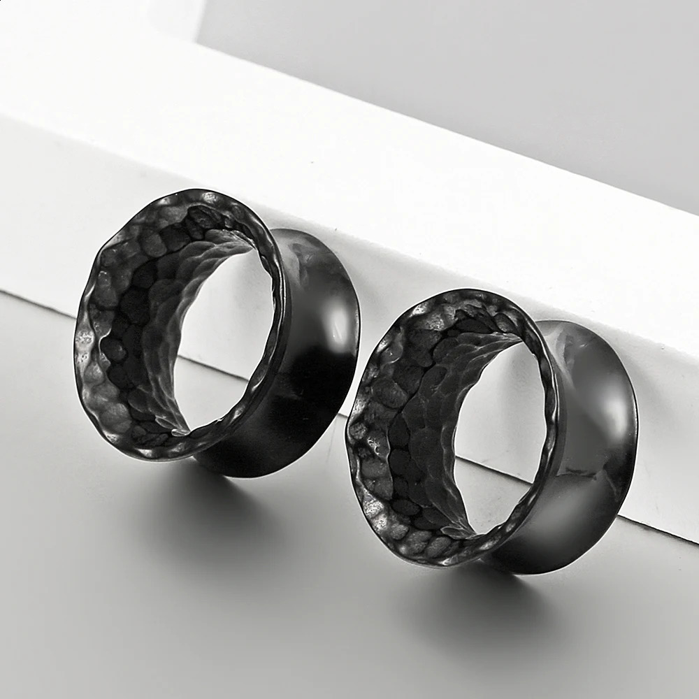 Casvort 2PCS 316L Stainless Steel Hammer Ear Tunnels Plugs Stretcher Studs Piercing Body Jewelry Unisex Hip-Hop Punk 260528BJ - view 6