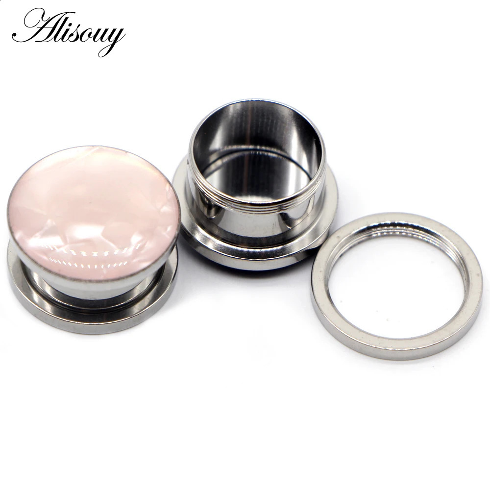 Alisouy 2pc Ear Gauges Ear Tunnels Plugs Piercing Sea Shell Stainless Steel Screw Expander Stretcher Body Jewelry Earrings Gift260528BJ - view 5