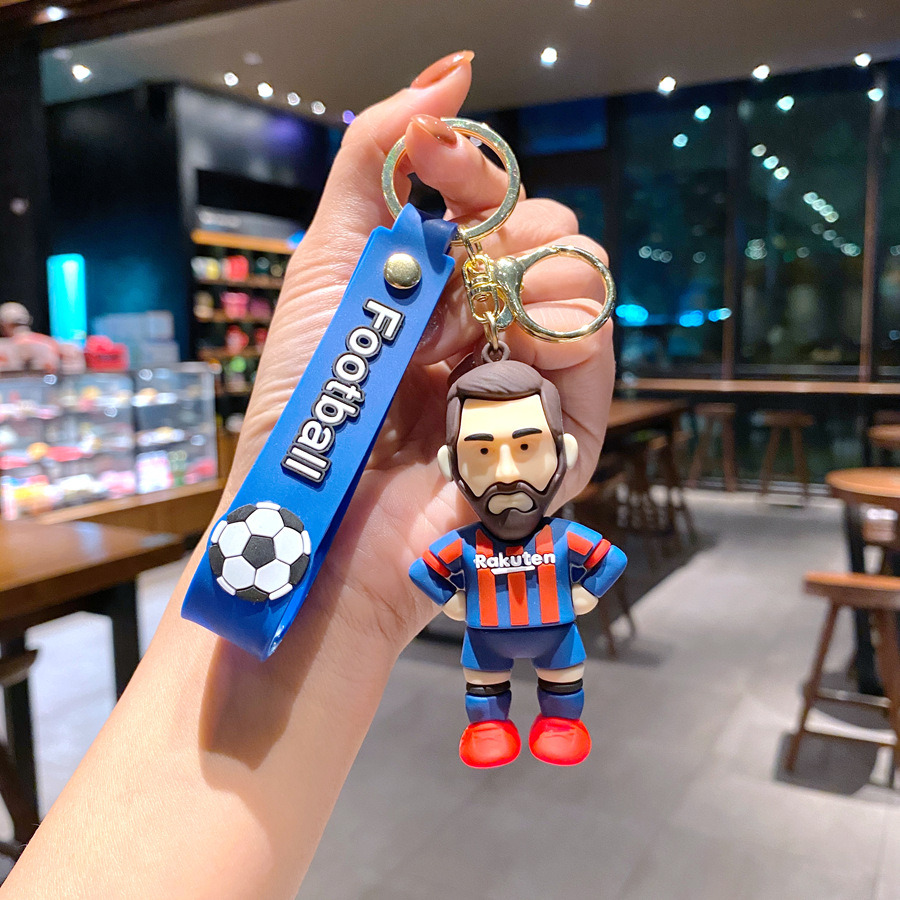 Cute Football Star Figure Keychains, Cartoon Ronaldo & Messi Pendant, Bag Car Key Chain, Mini Souvenir Gift