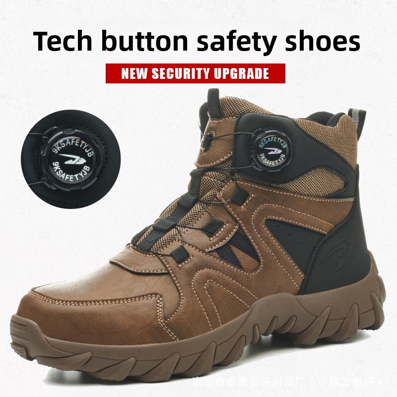 Mens Black High Top Safety Work Boots Non Slip Anti Smashing Anti Stabbing Daily Footwear Industrial Shoes - view 8
