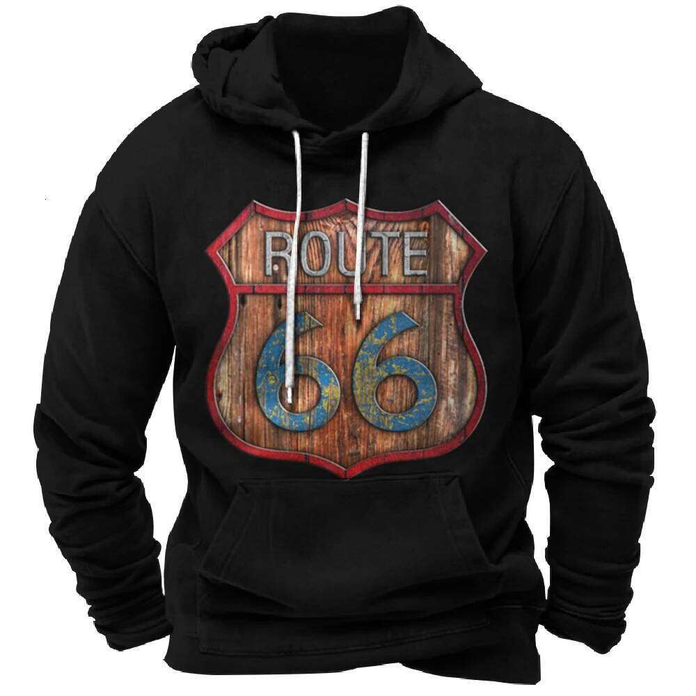 Vintage Hoodie Route 66 3d Print Hoodies Fashion Sweatshirts Boy Women Sweats Men's Tracksuits Men Clothes 26Y0601